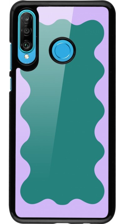 Coque Huawei P30 Lite - Wavy Rectangle Green Purple