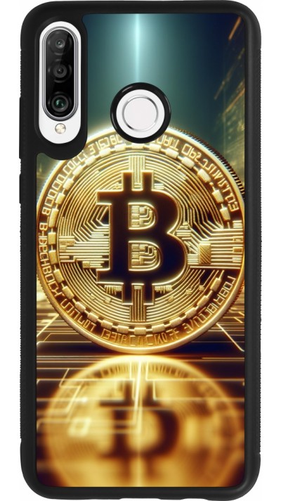 Huawei P30 Lite Case Hülle - Silikon schwarz Bitcoin Stehen