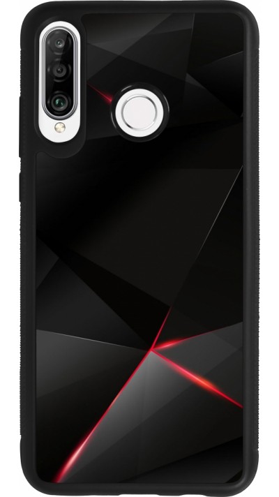 Huawei P30 Lite Case Hülle - Silikon schwarz Black Red Lines