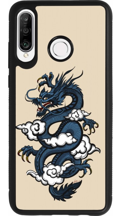 Huawei P30 Lite Case Hülle - Silikon schwarz Blue Dragon Tattoo