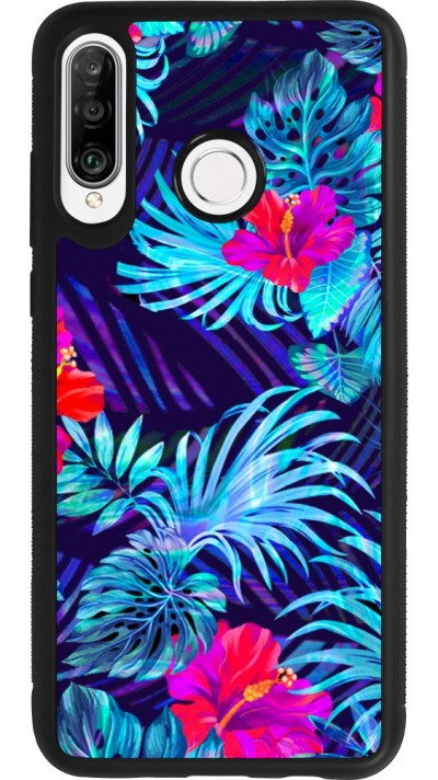 Huawei P30 Lite Case Hülle - Silikon schwarz Blue Forest
