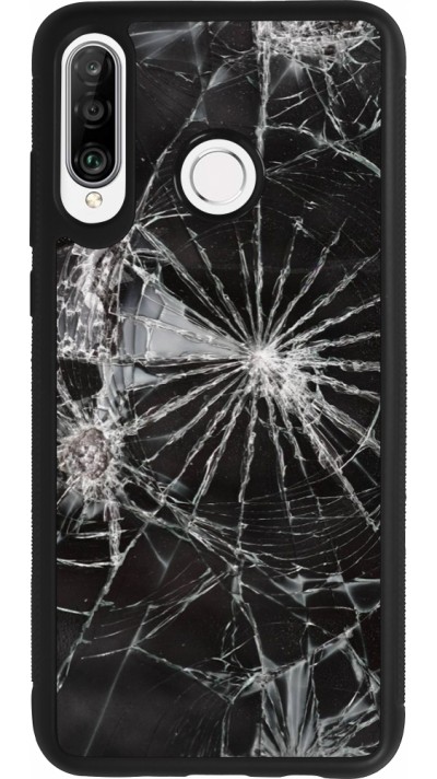 Huawei P30 Lite Case Hülle - Silikon schwarz Broken Screen