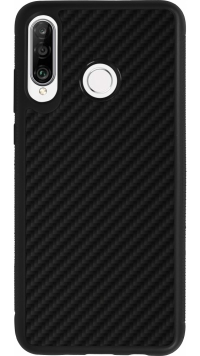 Huawei P30 Lite Case Hülle - Silikon schwarz Carbon Basic