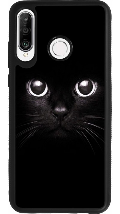Huawei P30 Lite Case Hülle - Silikon schwarz Cat eyes
