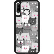 Huawei P30 Lite Case Hülle - Silikon schwarz Katzenschwärme
