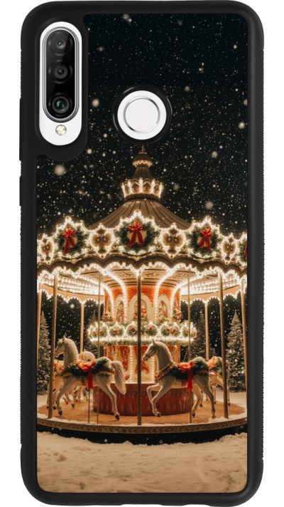 Huawei P30 Lite Case Hülle - Silikon schwarz Christmas 25 Carousel