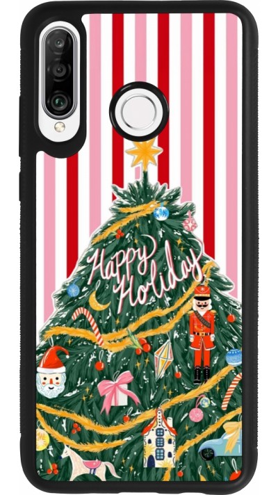 Huawei P30 Lite Case Hülle - Silikon schwarz Christmas 25 Happy Holiday