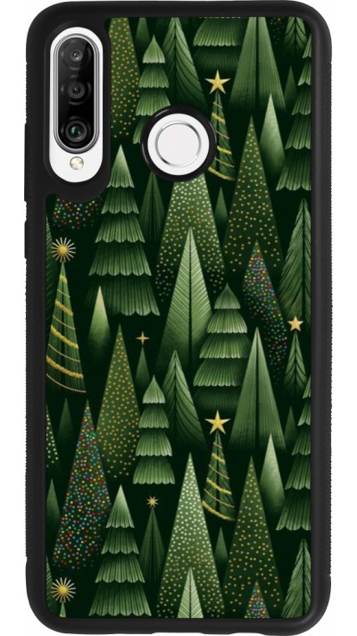 Huawei P30 Lite Case Hülle - Silikon schwarz Christmas 25 Pattern Xmas Tree