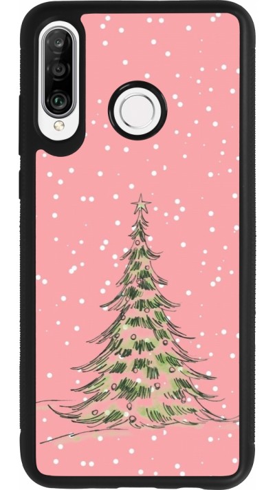 Huawei P30 Lite Case Hülle - Silikon schwarz Christmas 25 Pink Tree