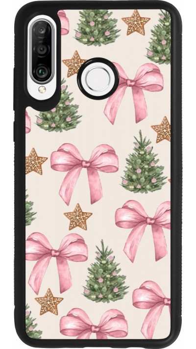 Huawei P30 Lite Case Hülle - Silikon schwarz Christmas 25 Vintage Ribbons