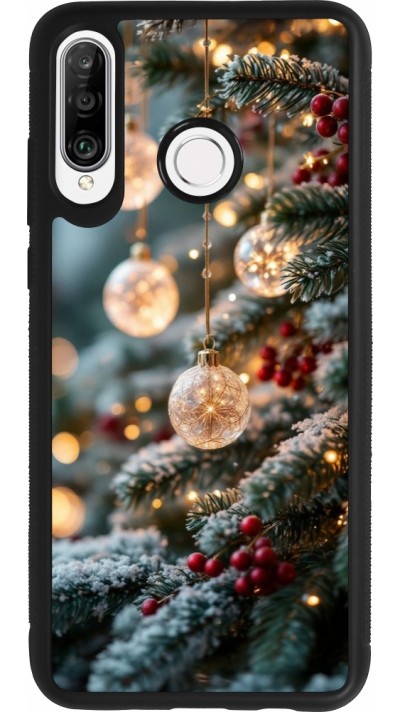 Huawei P30 Lite Case Hülle - Silikon schwarz Christmas 25 Xmas Decorated Tree