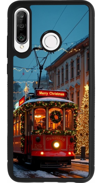 Huawei P30 Lite Case Hülle - Silikon schwarz Christmas 25 Xmas Train
