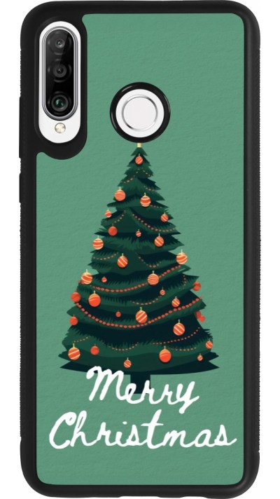 Huawei P30 Lite Case Hülle - Silikon schwarz Christmas 25 Xmas Tree