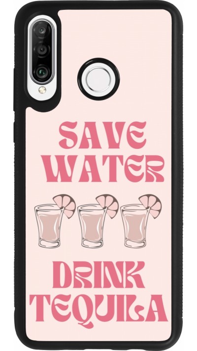 Huawei P30 Lite Case Hülle - Silikon schwarz Cocktail Save Water Drink Tequila