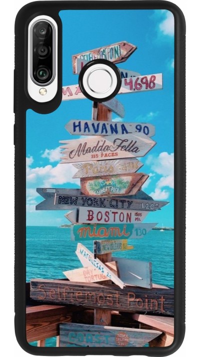 Huawei P30 Lite Case Hülle - Silikon schwarz Cool Cities Directions