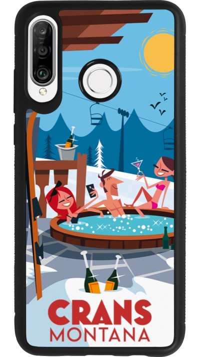 Huawei P30 Lite Case Hülle - Silikon schwarz Crans-Montana Mountain Jacuzzi