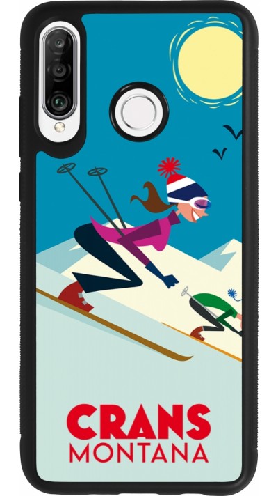 Huawei P30 Lite Case Hülle - Silikon schwarz Crans-Montana Ski Downhill