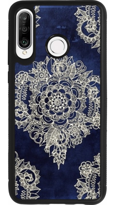 Huawei P30 Lite Case Hülle - Silikon schwarz Cream Flower Moroccan