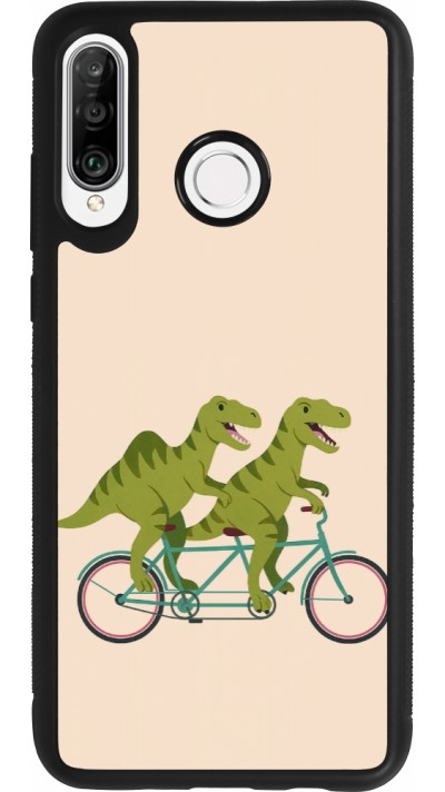 Coque Huawei P30 Lite - Silicone rigide noir Dinosaurs on bikes 2026
