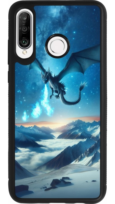 Huawei P30 Lite Case Hülle - Silikon schwarz Drache nächtliche Berg