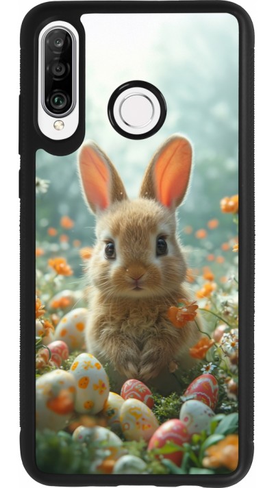 Coque Huawei P30 Lite - Silicone rigide noir Easter 2026 Rabbit in the garden