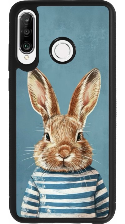 Coque Huawei P30 Lite - Silicone rigide noir Easter 2026 Rabbit navy