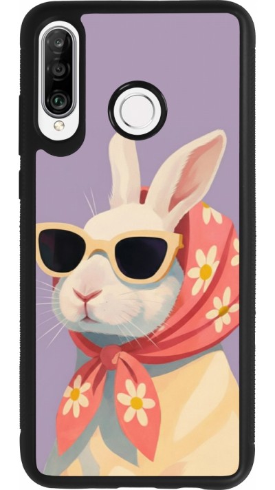 Coque Huawei P30 Lite - Silicone rigide noir Easter 2026 Rabbit with scarf