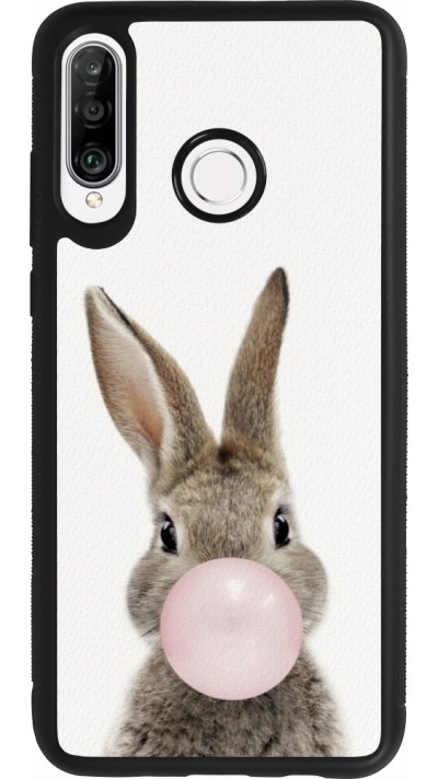 Huawei P30 Lite Case Hülle - Silikon schwarz Easter 2023 bubble gum bunny