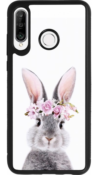 Huawei P30 Lite Case Hülle - Silikon schwarz Easter 2023 flower bunny
