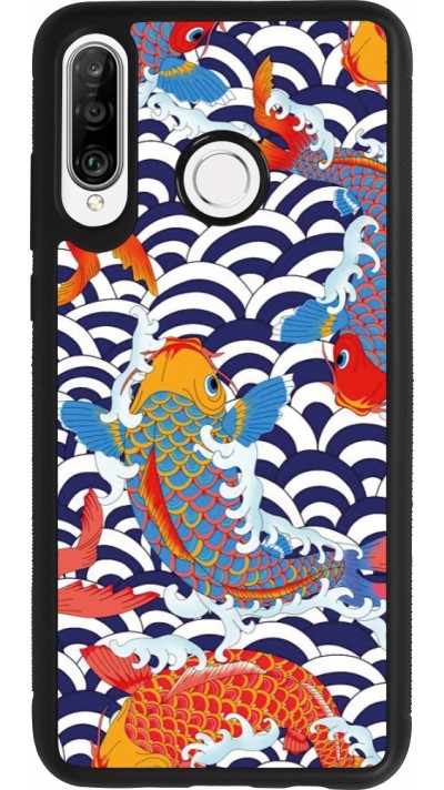Huawei P30 Lite Case Hülle - Silikon schwarz Easter 2023 japanese fish