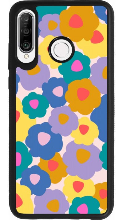 Huawei P30 Lite Case Hülle - Silikon schwarz Easter 2024 flower power