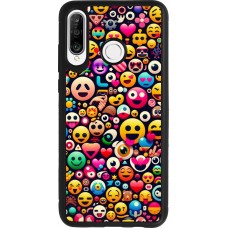 Huawei P30 Lite Case Hülle - Silikon schwarz Emoji Mix Farbe