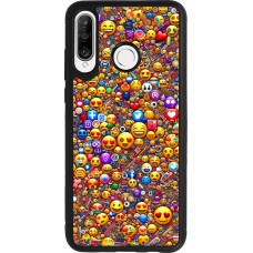 Huawei P30 Lite Case Hülle - Silikon schwarz Emoji gemischt