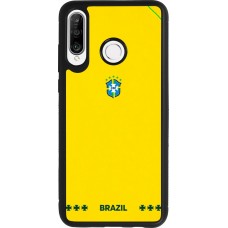 Coque Huawei P30 Lite - Silicone rigide noir Maillot de football Bresil 2026 personnalisable