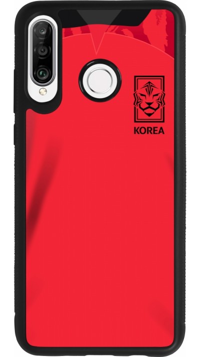 Coque Huawei P30 Lite - Silicone rigide noir Maillot de football Corée du Sud 2022 personnalisable