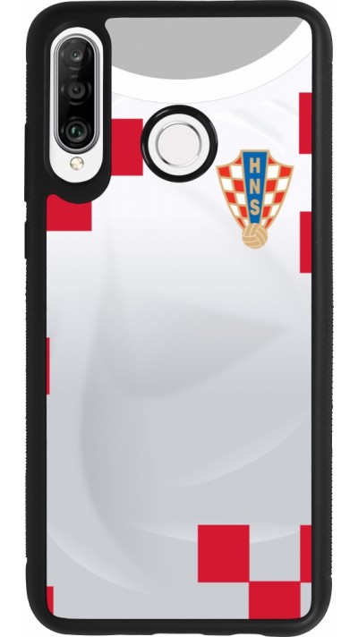 Huawei P30 Lite Case Hülle - Silikon schwarz Kroatien 2022 personalisierbares Fussballtrikot