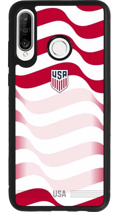 Coque Huawei P30 Lite - Silicone rigide noir Maillot de football E?tats Unis 2026 personnalisable
