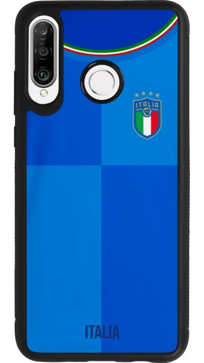 Huawei P30 Lite Case Hülle - Silikon schwarz Italien 2022 personalisierbares Fußballtrikot