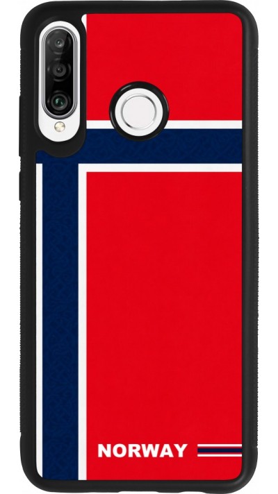Coque Huawei P30 Lite - Silicone rigide noir Maillot de football Norvège 2026 personnalisable