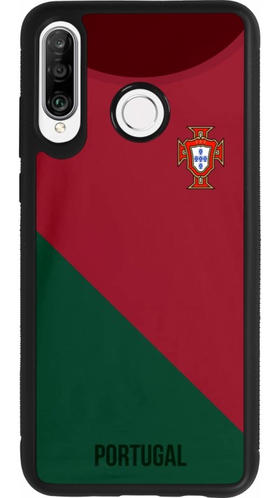 Huawei P30 Lite Case Hülle - Silikon schwarz Fussballtrikot Portugal2022