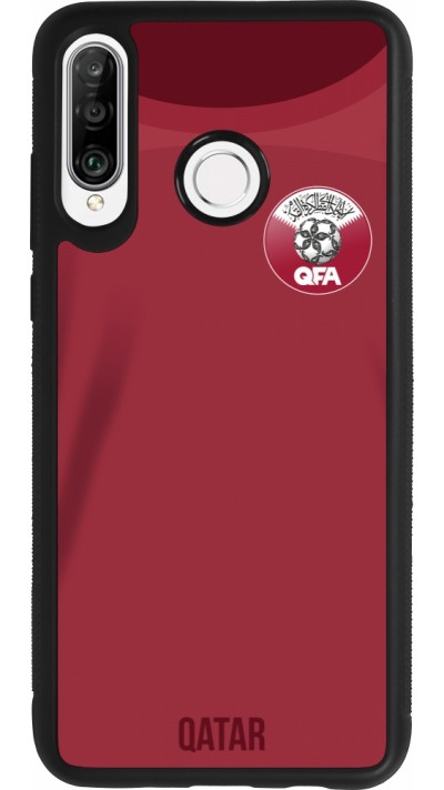 Huawei P30 Lite Case Hülle - Silikon schwarz Katar 2022 personalisierbares Fussballtrikot