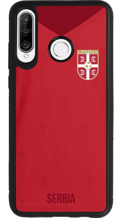 Coque Huawei P30 Lite - Silicone rigide noir Maillot de football Serbie 2022 personnalisable