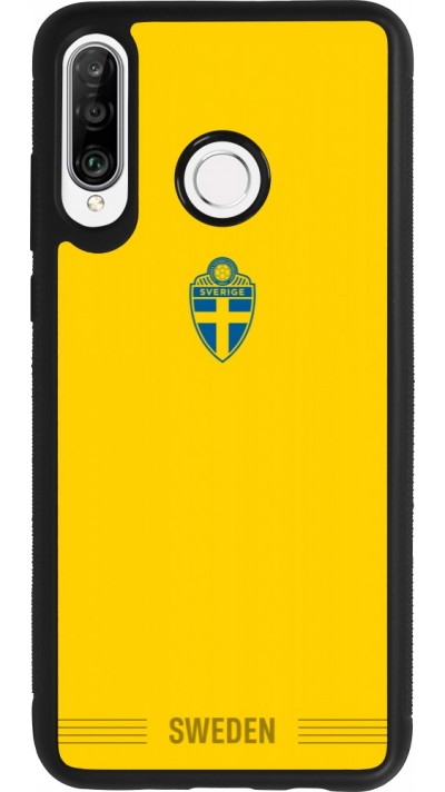 Coque Huawei P30 Lite - Silicone rigide noir Maillot de football Suède 2026 personnalisable