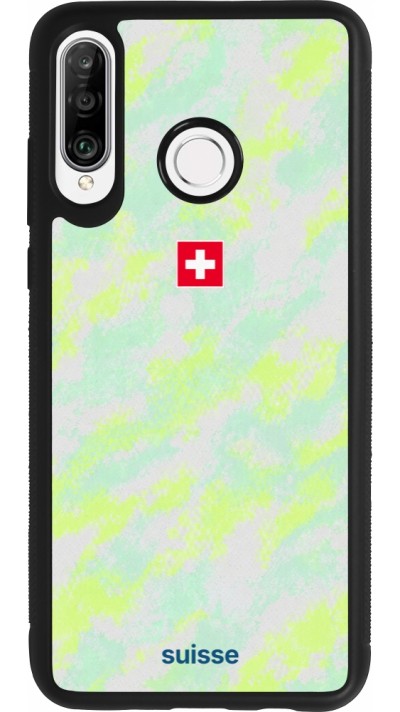 Coque Huawei P30 Lite - Silicone rigide noir Maillot de football Suisse Away 2026 personnalisable