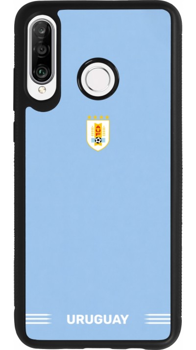 Coque Huawei P30 Lite - Silicone rigide noir Maillot de football Uruguay 2026 personnalisable