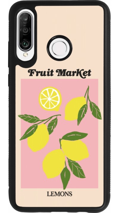 Coque Huawei P30 Lite - Silicone rigide noir Fruit market lemons 2026