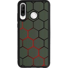 Huawei P30 Lite Case Hülle - Silikon schwarz Geometric Line red
