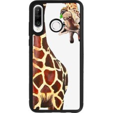 Huawei P30 Lite Case Hülle - Silikon schwarz Giraffe Fit