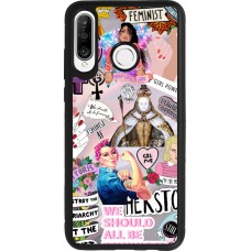 Huawei P30 Lite Case Hülle - Silikon schwarz Girl Power Collage