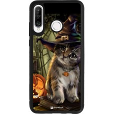 Huawei P30 Lite Case Hülle - Silikon schwarz Halloween 21 Witch cat